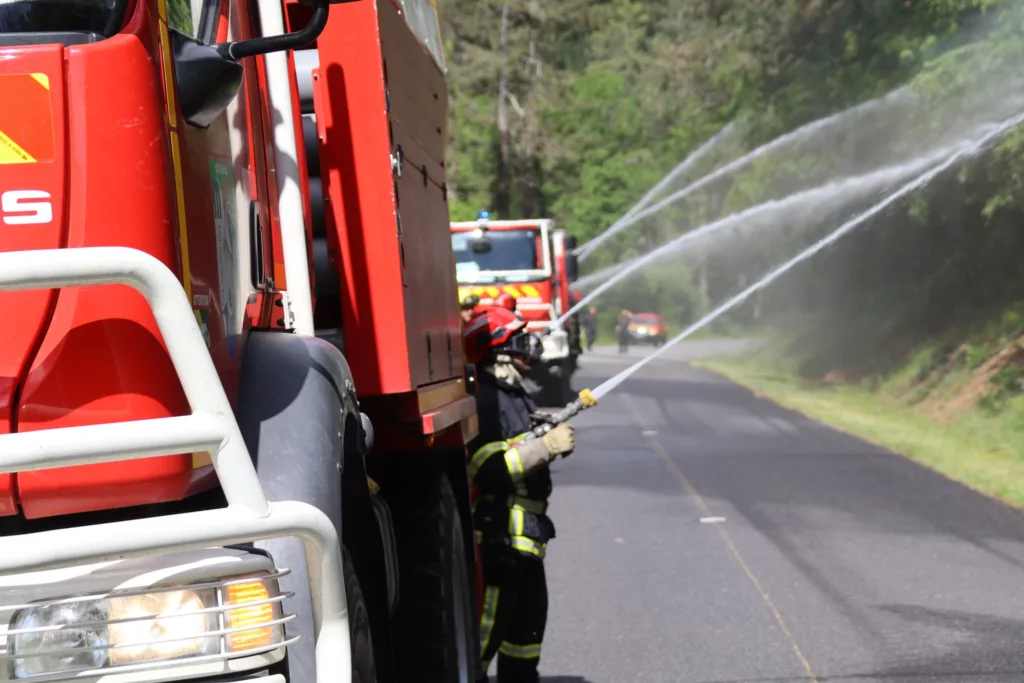 Exercice feu de forêt des pompiers de la Meuse