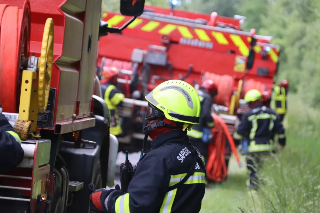 Exercice feu de forêt des pompiers de la Meuse
